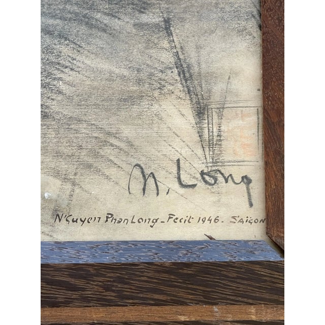 1940s NNguyen Phan Long, Drawings on Paper, 1946, Watercolor & Graphite & Paper, Set of 2 For Sale - Image 5 of 11