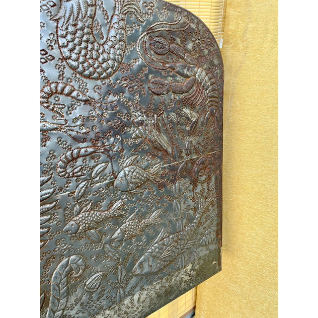 Vintage Bohemian Hand-Embossed Sheet Metal King Size Headboard. Circa 1980s For Sale - Image 10 of 18