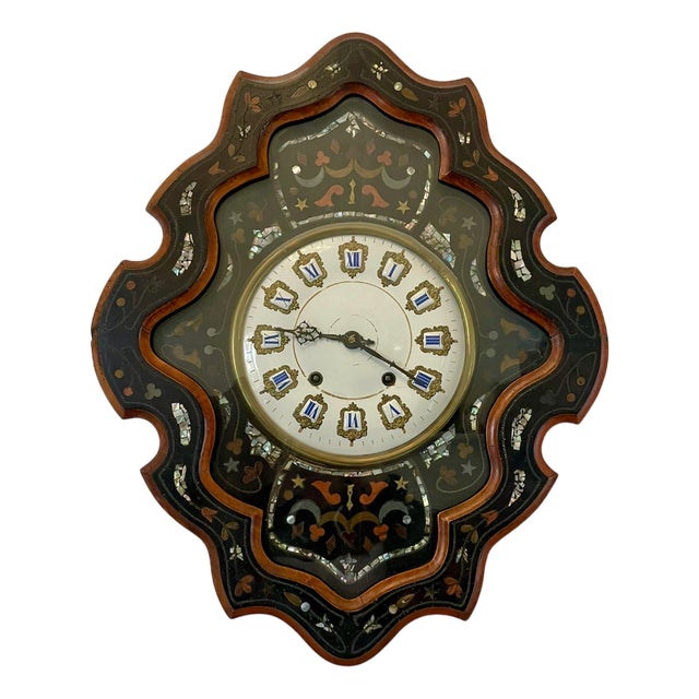 Antique Victorian French Wall Clock, 1860 For Sale