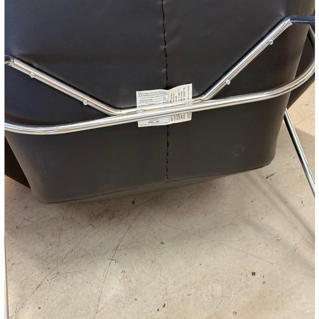 Art Deco Black Leather Eero Saarinen for Knoll Womb Chair and Ottoman For Sale - Image 3 of 16
