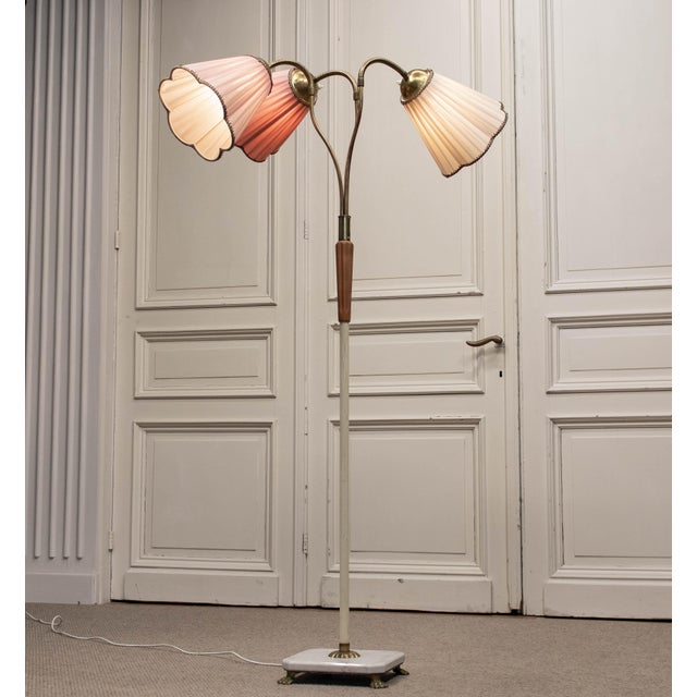Swedish Floor Lamp in Marble & Brass from Bröderna Malmströms, 1940s For Sale - Image 11 of 11