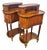 Pair 19th C French Louis XVI Bronze & Tambour Front Kidney Nightstand End Tables For Sale