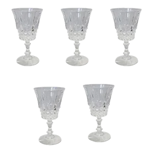 Genuine Cut Crystal Stemmed Glasses Cristal d'Arques Taille France - Set of 5