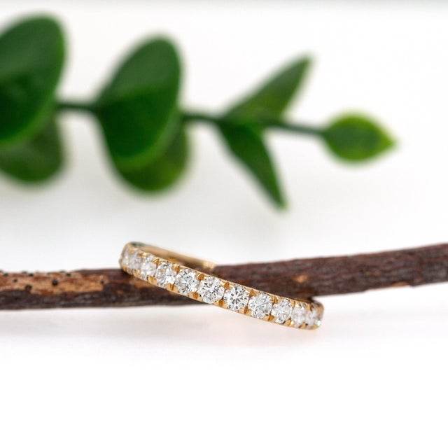 Lab-Created Diamond Eternity Band in Solid 14k Yellow Gold | Stackable Ring, Size 6.75 For Sale - Image 4 of 8