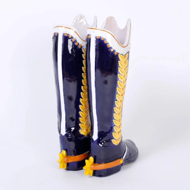 Majolica Boot Umbrella or Cane Stand For Sale - Image 4 of 10