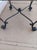 1980s Glass Top End Table With Leaf Etched Trim on Dark Metal Legs For Sale - Image 4 of 7