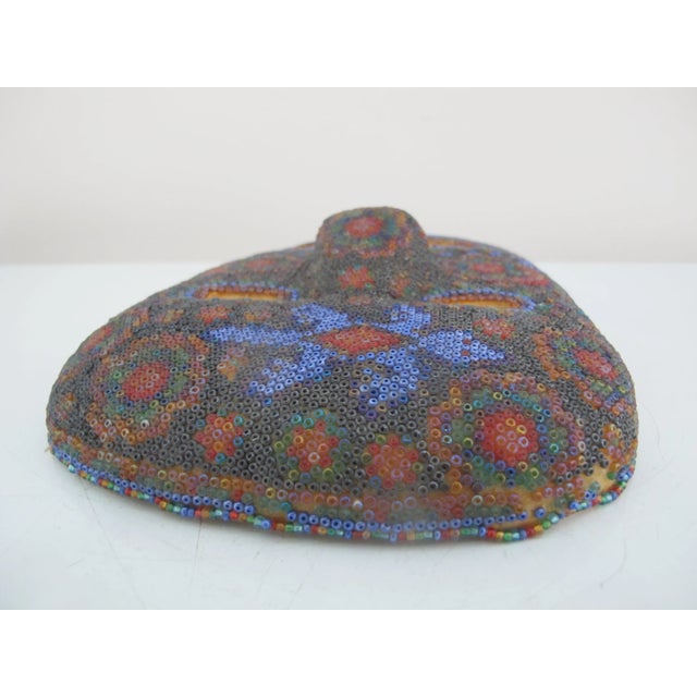 Figurative Mexican Huichol Folk Art Carved Wood Colorful Beaded Ceremonial Mask For Sale - Image 3 of 10