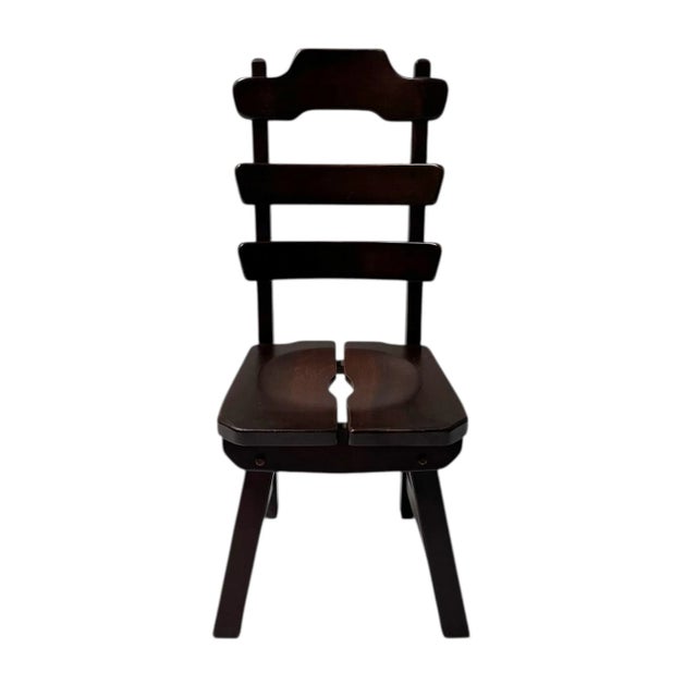 Wood Brutalist Oak Dining Room Table and Chairs, 1970s, Set of 7 For Sale - Image 7 of 11