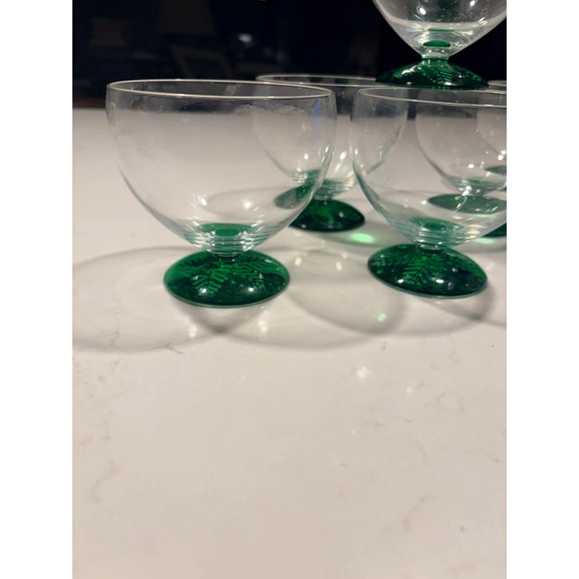 Late 20th Century Glow Green Footed Dessert Glasses by Mikasa- Set of 6 For Sale - Image 5 of 12