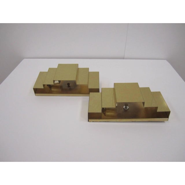 Brass Wall Sconces, Art Deco Modern Style, Circa 1970s - Pair For Sale - Image 10 of 12