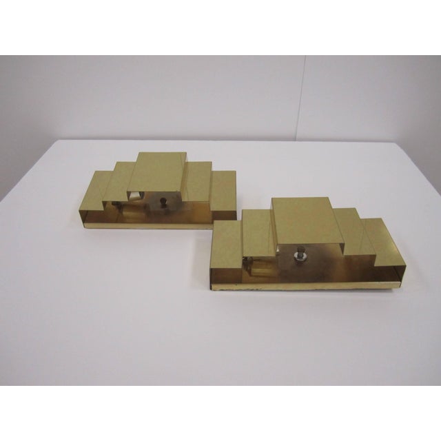Modern Art Deco Style Brass Wall Sconces, Circa 1970s - Pair For Sale - Image 10 of 12