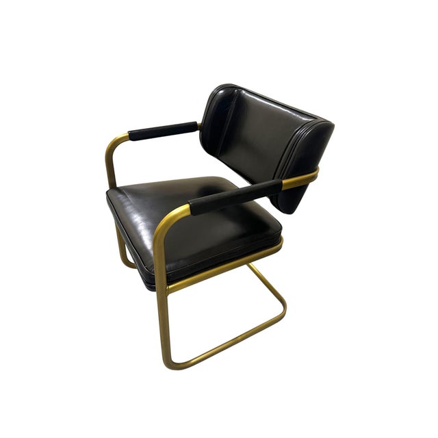 Black Pair of Industry West Jimmy Cooper Buffalo Leather Armchairs For Sale - Image 8 of 16