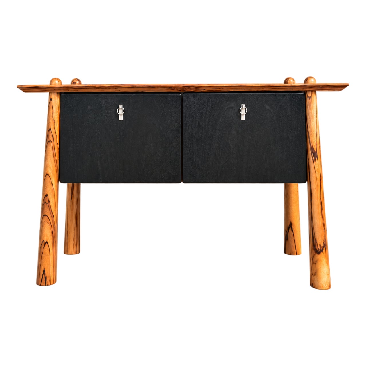 Console Table With Two Drawers, Zebrawood, Black | Chairish