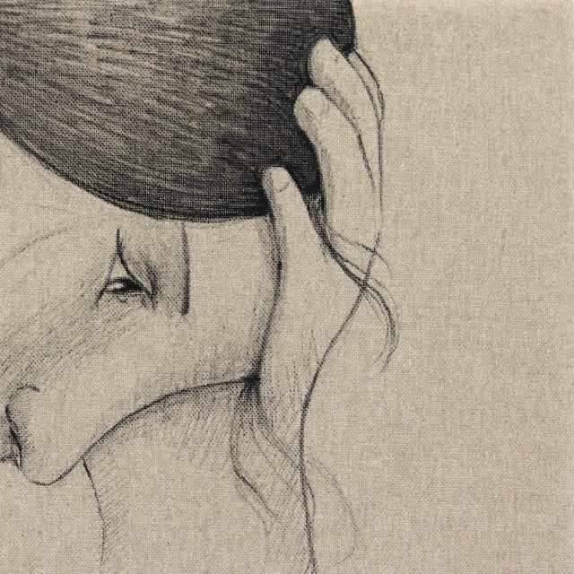 Figurative A Woman of My Dream I - Figurative Portrait Painting on Canvas Original Artwork by Mohamad Khayata For Sale - Image 3 of 9