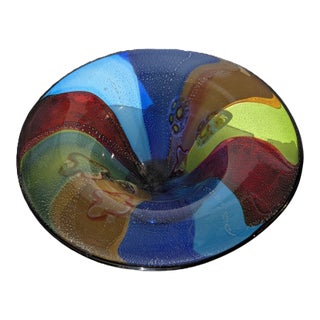 1970s Murano Table Centerpiece Bowl in Brilliant Colors Signed Millefioro Morano For Sale