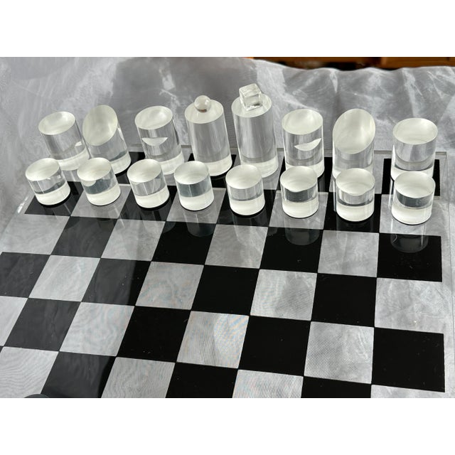 1960s Mid Century Modern Acrylic Chess Set Game For Sale - Image 5 of 13