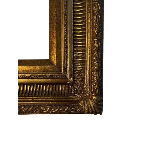 Stunning solid wood, heavyweight baroque style frame with an antique gold finish. Ornate, detailed, and built to last....