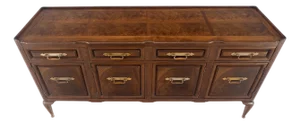 Gallery Top Solid Walnut Raised Panel Dovetail Drawers 66" Dresser Credenza