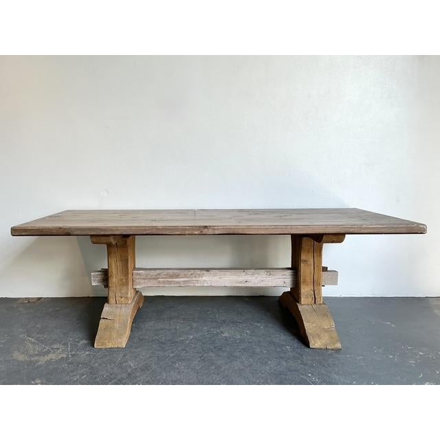 Late 20th Century Vintage Rustic Trestle Table For Sale - Image 5 of 14