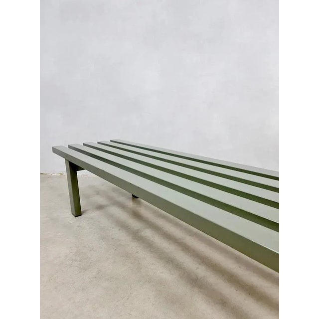 Vintage Metal Slatted Bench, 1960s For Sale - Image 4 of 5