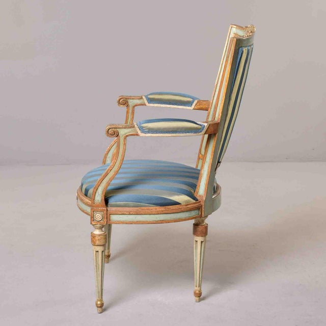 Late 18th Century European Neoclassical Painted & Parcel-Gilt Armchair For Sale - Image 10 of 12