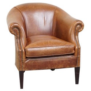 Brown Leather Club Chair For Sale
