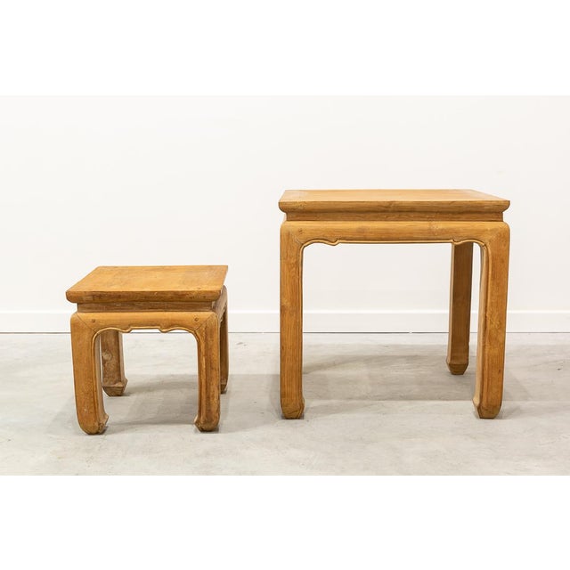 Vintage Chinese Elm Nesting Tables, Set of 2 For Sale - Image 9 of 9