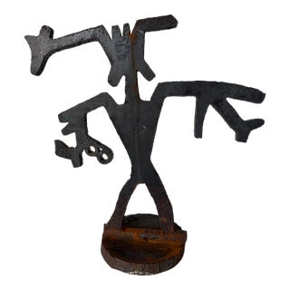 1990s Vintage Native American–Style Hand-Cut Metal Brutalist Abstract Sculpture For Sale