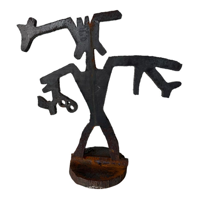 1990s Vintage Native American–Style Hand-Cut Metal Brutalist Abstract Sculpture For Sale