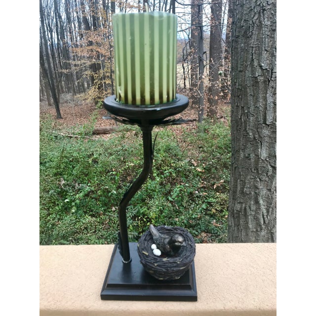 Vintage Bronze Bird in Nest Candleholder For Sale - Image 9 of 9