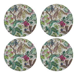 Plumerian Natural, 16" Round Pebble Placemats, Set of 4