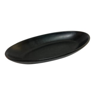 Matte Black Lacquer Wood French Oval Moderne Dish For Sale