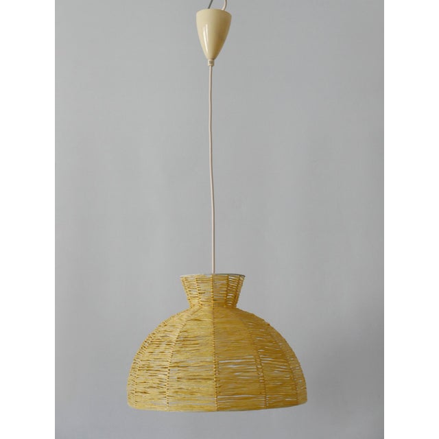 1970s Mid-Century Modern Raffia Bast Pendant Lamp or Hanging Light, Germany, 1970s For Sale - Image 5 of 18