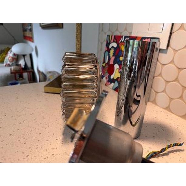 Mid-Century Modern 1970s Staff Leuchten P105 Chrome & Textured Glass Pendant Lights - a Pair For Sale - Image 3 of 14