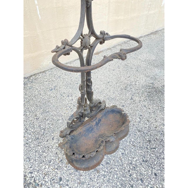Antique Victorian 19th Century Cast Iron Rococo Hall Tree Coat /Umbrella Stand For Sale - Image 10 of 11