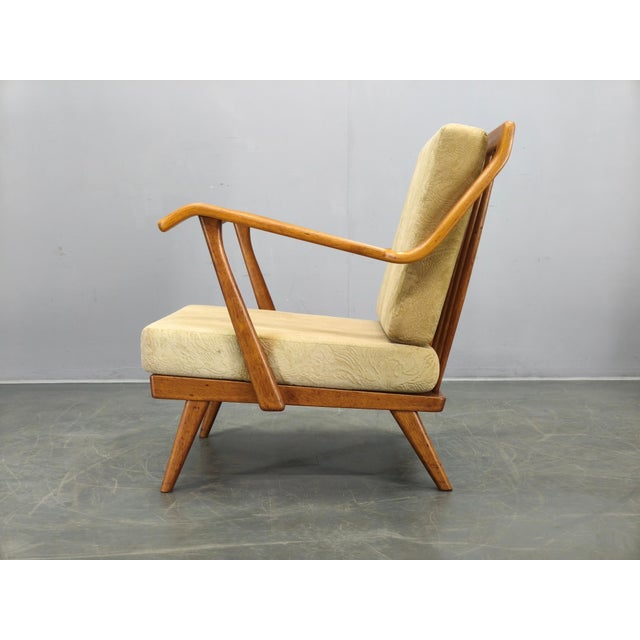 Vintage Prototype Oak Lounge Chair with Label, 1950s For Sale - Image 4 of 13