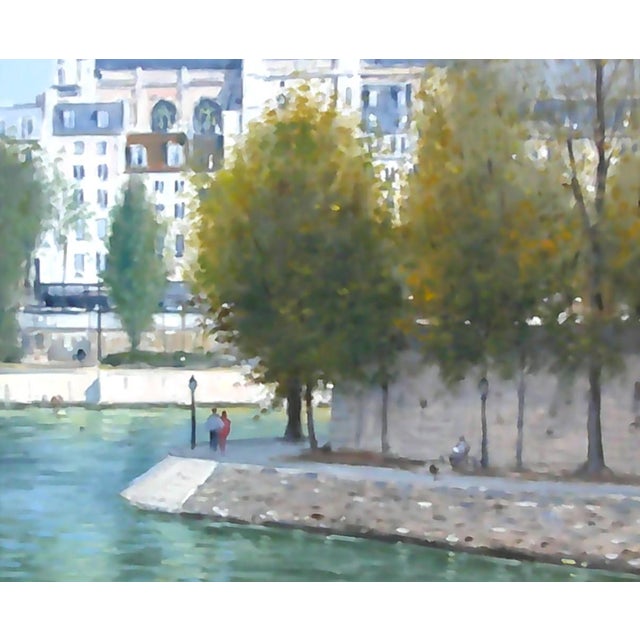 French 1980s "Paris and the Seine", Original Oil on Canvas Painting For Sale - Image 3 of 5