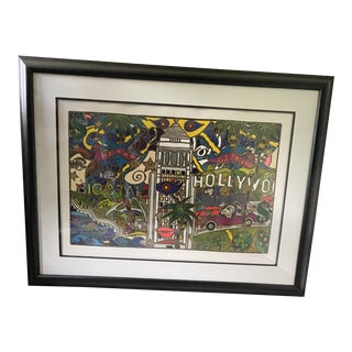 1990s "L. A.!" Pop Art Style Cityscape Serigraph by Alex Echo, Framed For Sale