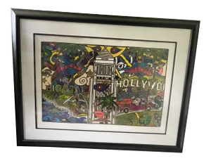 1990s "L. A.!" Pop Art Style Cityscape Serigraph by Alex Echo, Framed