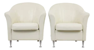 Set of Mid-Century Scandinavian Leather Tub Armchairs, 1970s