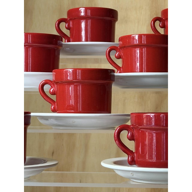Mid-Century Dutch Ceramic Espresso Cups and Saucers from Huizen Holland, 1970s, Set of 16 For Sale - Image 9 of 13