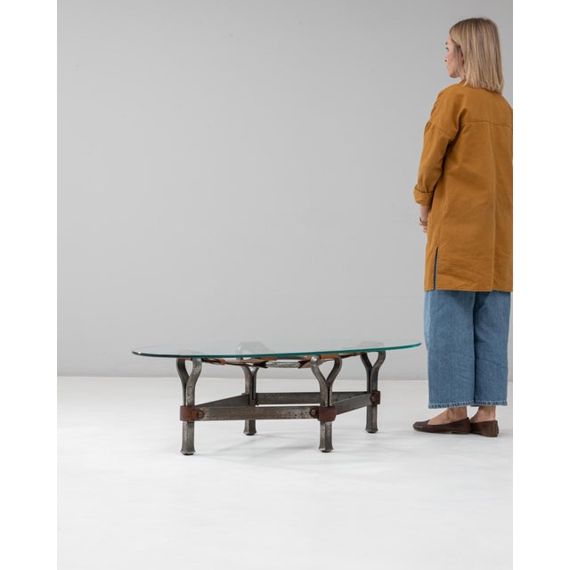 Brutalist 1950s French Brutalist Glass Coffee Table By Jacques Adnet For Sale - Image 3 of 18