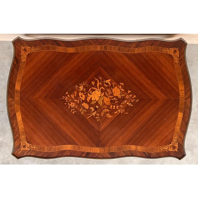 French 19th Century Louis XV Marquetry Writing Table For Sale - Image 11 of 18