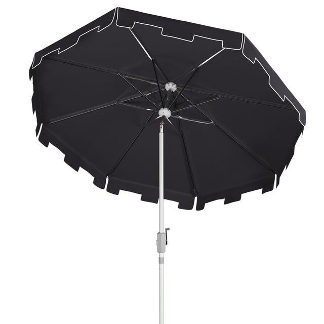 Modern Zimmerman 9 Ft Market Umbrella, Black & White/Chrome Pole For Sale - Image 3 of 5