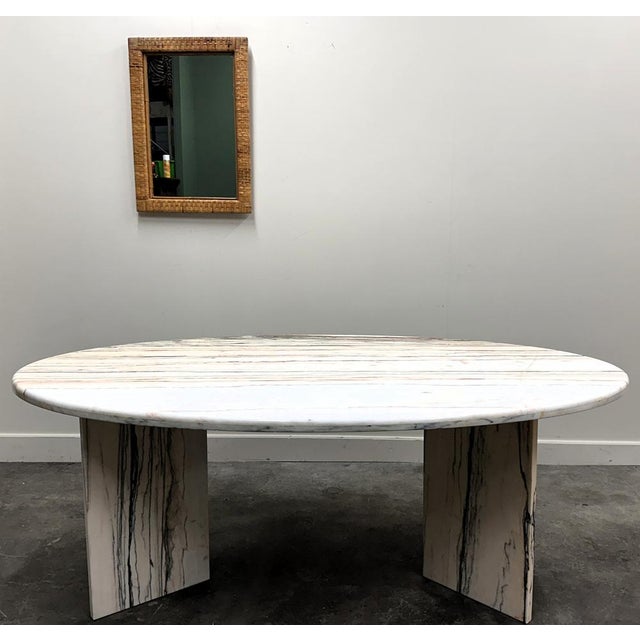 Contemporary Large Italian Sculptural Stone Oval Arabescato Rosso Marble Dining Table, 1970s For Sale - Image 3 of 16