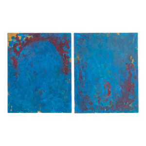 Robert O'Meara Abstract in Blue Diptych Oil