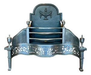 Antique English Georgian Polished Steel Dog Fire Grate, 1850s