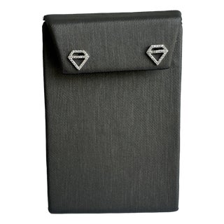 Elegant 14kt White Gold Diamond-Shaped Earrings - Natural Diamonds, New, A Pair For Sale