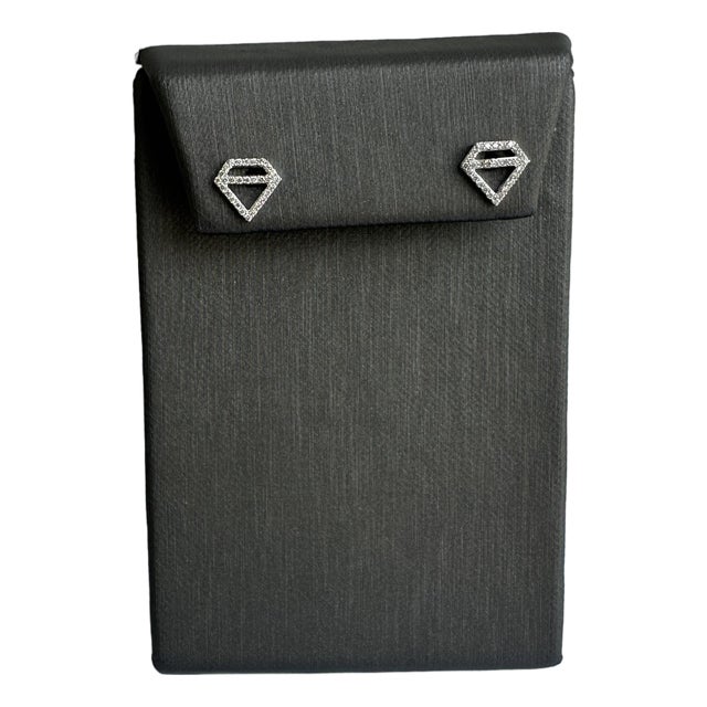 Elegant 14kt White Gold Diamond-Shaped Earrings - Natural Diamonds, New, A Pair For Sale