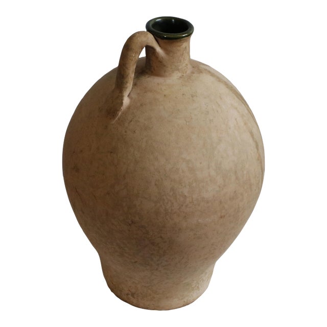 Large Italian Terracotta Amphorae by Vetus Siena With Glazed Green Interior, Signed by Artist For Sale